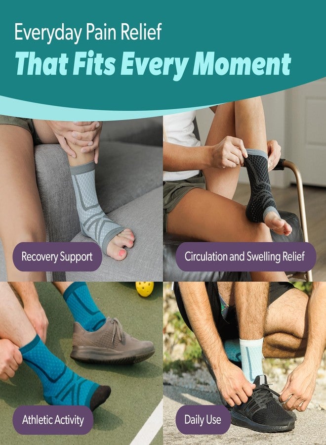 BraceAbility Athletic Ankle Compression Socks for Men and Women - Toeless Running Ankle Brace Support Sleeves for Sports, Workouts, Plantar Fasciitis, Achilles Tendonitis, Foot Pain (XS - Light Blue) - Image 5
