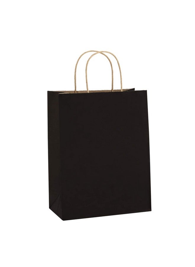 BagDream - Recyclable Kraft Paper Gift Bag 8X4.25X10.5 Inches 100Pcs Black With Handles Bulk Fsc Compliant Multipurpose - Image 1