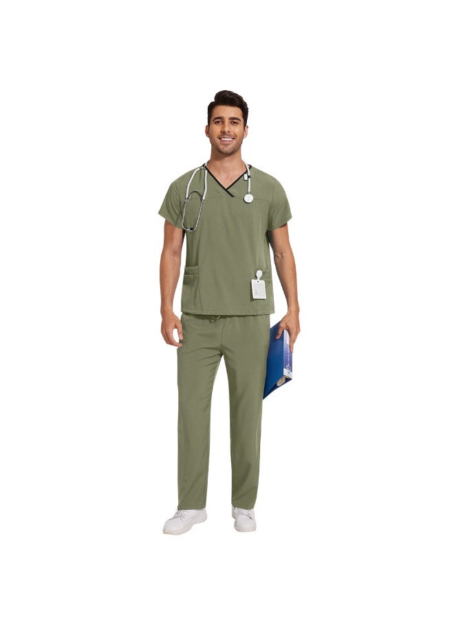 NIBEMINENT Surgical Uniforms Lab Workwear Clothes Nurse Scrubs Set Men Nurse Accessories Medical Uniform Surgical Dental Clinical Top Pants - Image 1