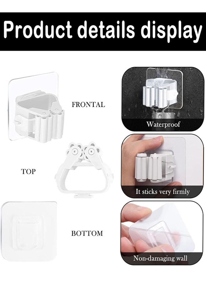 Self Adhesive Mop and Broom Holder, 6 Pcs Wall Mounted Mop and Broom Clip No Drill for Bathroom Kitchen Garden Garage Laundry Room - Image 4