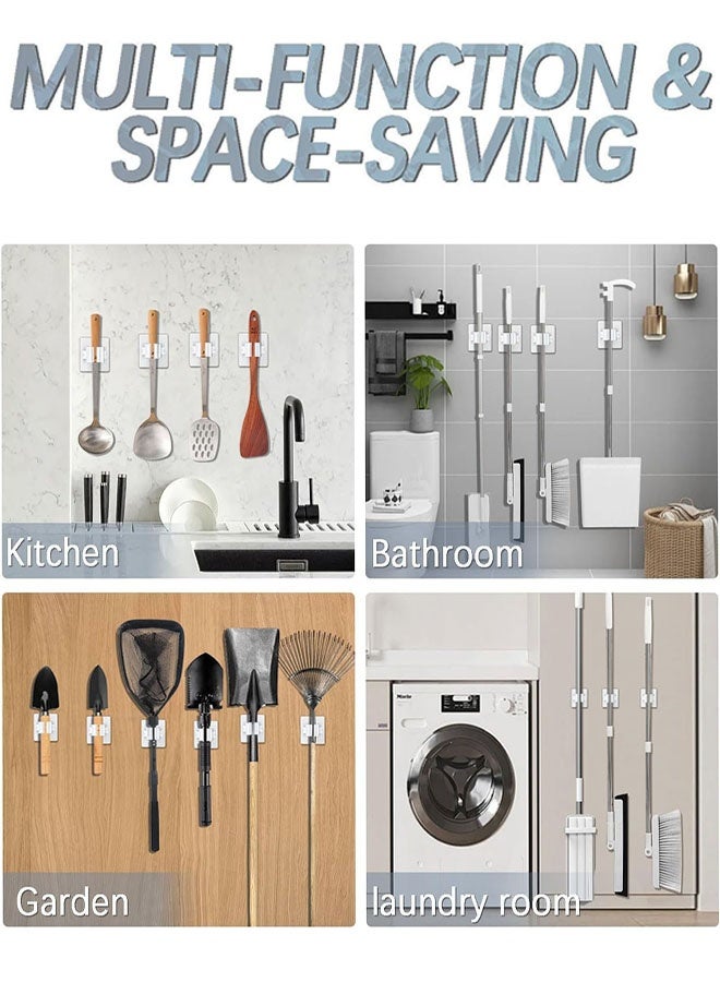 Self Adhesive Mop and Broom Holder, 6 Pcs Wall Mounted Mop and Broom Clip No Drill for Bathroom Kitchen Garden Garage Laundry Room - Image 5