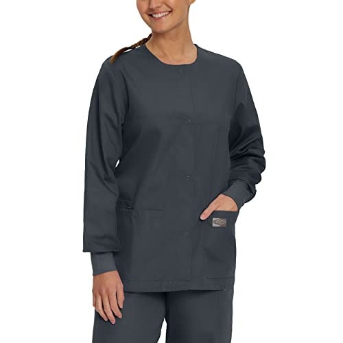 Landau Scrub Zone Relaxed Fit 3-Pocket Snap-Front Scrub Jacket for Women 70227 Graphite - Image 1