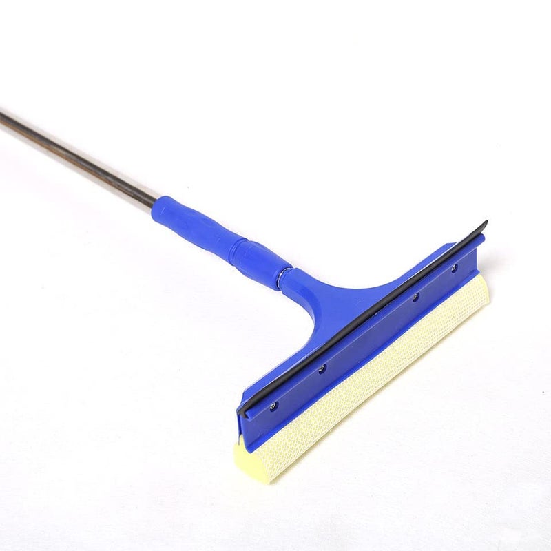 Achyut 2 in 1 Long Handle Adjustable MultiFunction Stainless Steel Telescopic Long Glass Cleaning Rubber Window Wiper Squeegee Cleaner Scrubber Brush Wiper SpongeAdjustable Length85142CM