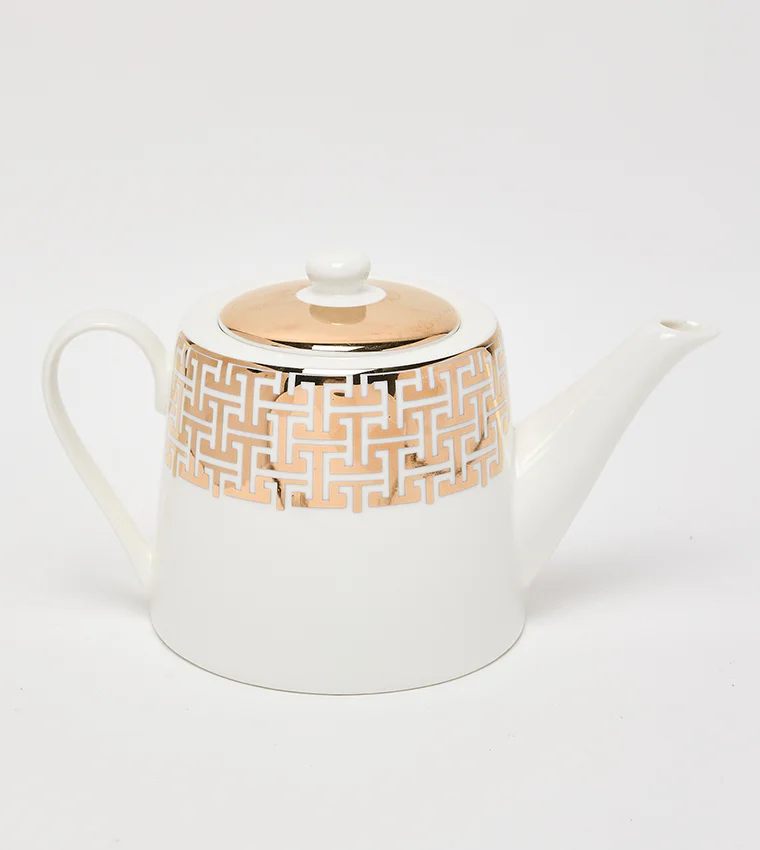 Sur La Table Patterned Teapot 800ml White/Gold