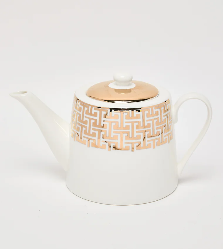 Sur La Table Patterned Teapot 800ml White/Gold