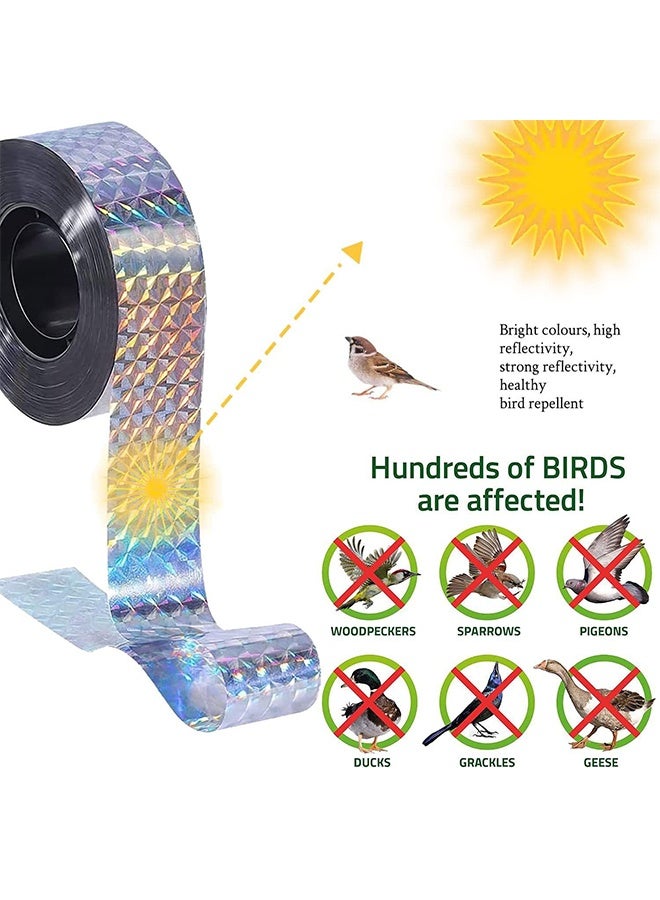 Bird Repellent Scare Tape Ribbon,4.8CM*110M,Eco-friendly Double Sided Reflective Ribbon,Bird Repeller Pest Control Flash Ribbon,Scare Tape Pigeon Duck Woodpecker Geese Away for Outdoor House Garden Patio Orchard - Image 5