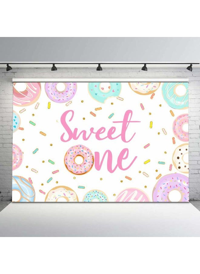 MEHOFOND Avezano Donut Sweet One Backdrop Doughnut First Birthday Party Background 7x5ft Sprinkles Confetti Donuts 1st Birthday Photo Booth Banner Cake Table Decorations for Girls  - Image 5