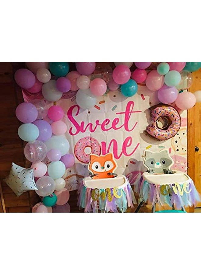 MEHOFOND Avezano Donut Sweet One Backdrop Doughnut First Birthday Party Background 7x5ft Sprinkles Confetti Donuts 1st Birthday Photo Booth Banner Cake Table Decorations for Girls  - Image 2