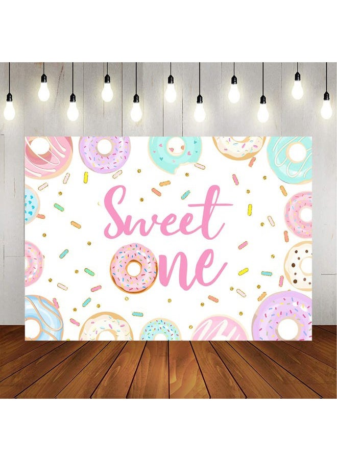 MEHOFOND Avezano Donut Sweet One Backdrop Doughnut First Birthday Party Background 7x5ft Sprinkles Confetti Donuts 1st Birthday Photo Booth Banner Cake Table Decorations for Girls  - Image 4