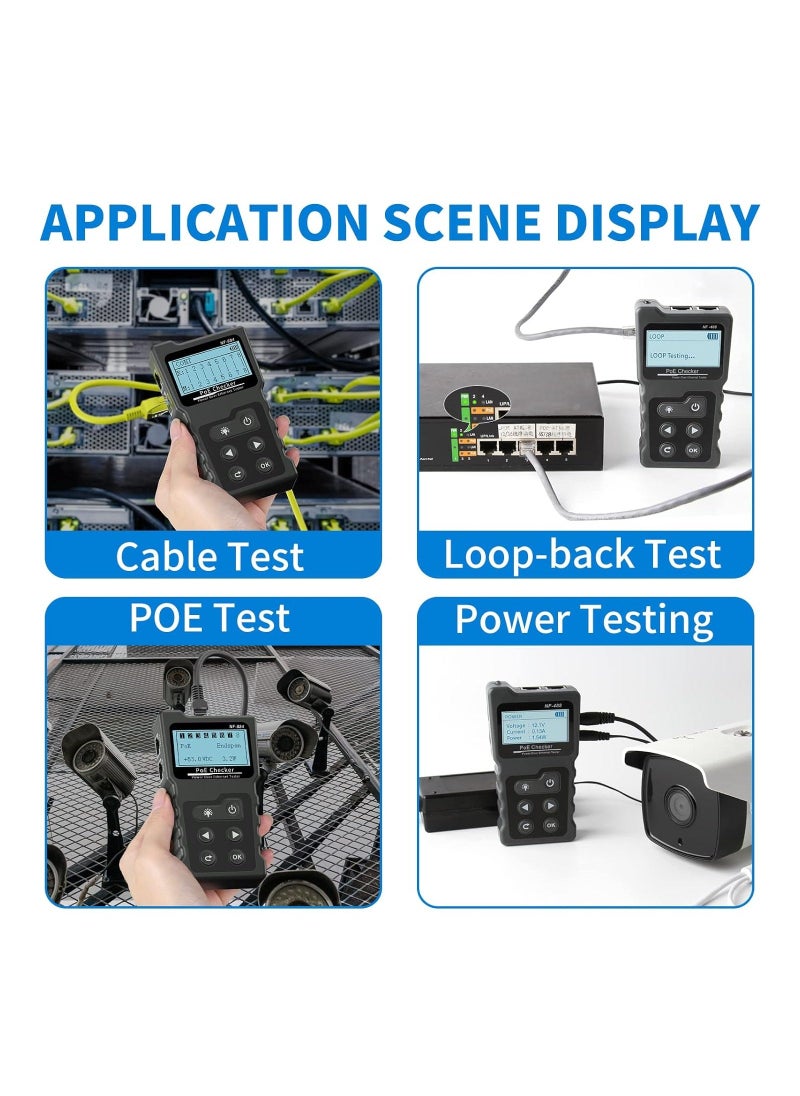 Generic - RJ45 Network Cable Tester, Multifunction Poe Ethernet Cable Tester Kit for CAT5e/CAT6/CAT6a, Network Cable Continuity Tester DC Power & Switch Loop-Back Test Poe Checker, Fault Distance Location - Image 1