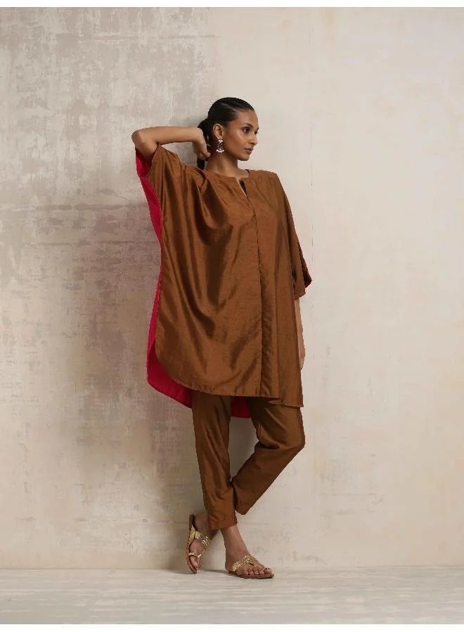 trueBrowns Brown Silk Co-ord Set