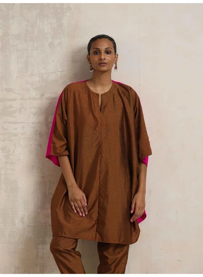trueBrowns Brown Silk Co-ord Set