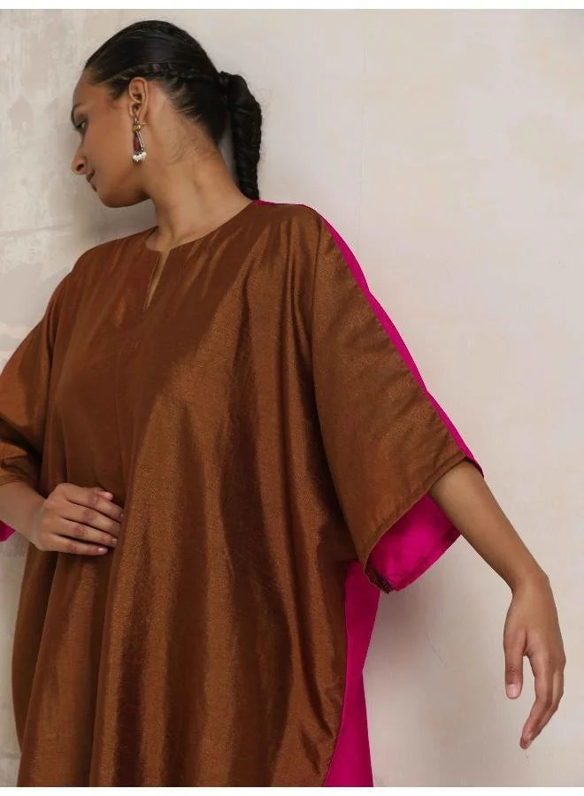 trueBrowns Brown Silk Co-ord Set