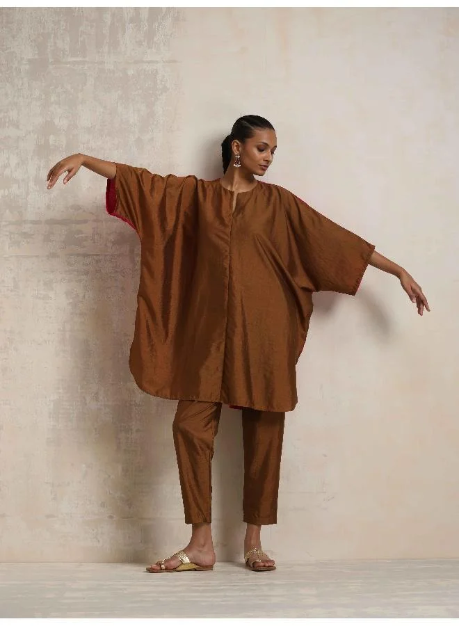 trueBrowns Brown Silk Co-ord Set
