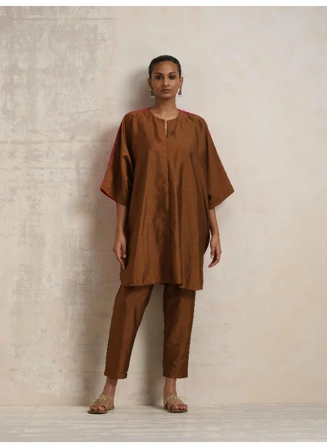 trueBrowns Brown Silk Co-ord Set