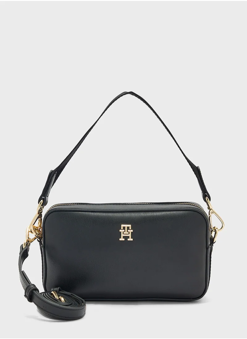 تومي هيلفيغر Logo Detail Top Handle Flap Over Crossbody