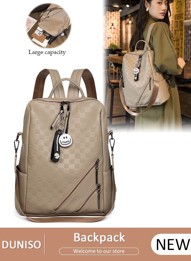 DUNISO Women's Backpack Fashionable Travel Backpack For Women Faux Leather School Backpack Anti Theft Double Shoulder Backpack For College Girls Students Black - Image 1