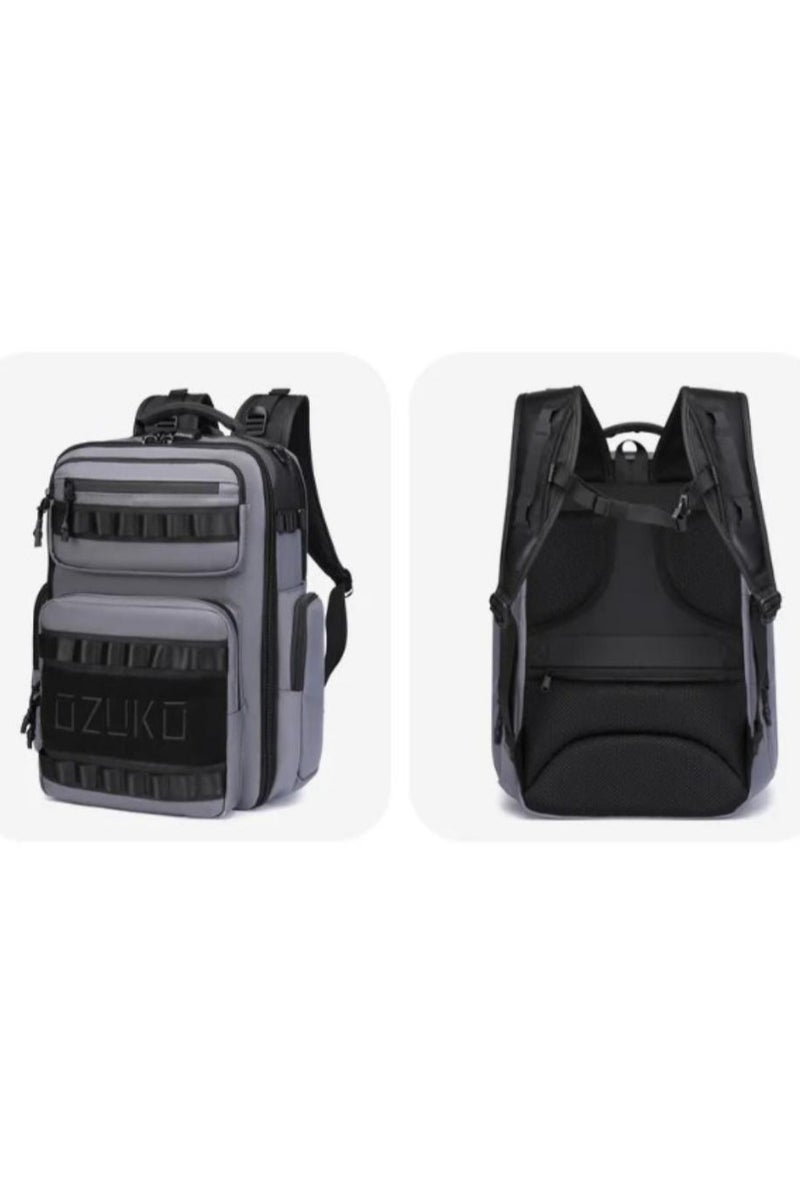 OZUKO 9797S Travel Laptop Backpack – USB Port, Water-Resistant, Airline-Approved Carry-On, Grey - Image 5