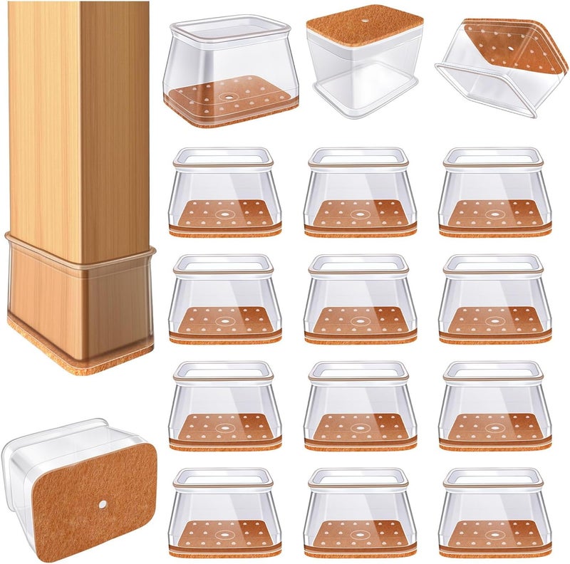 VIUME 24 Pcs Chair Leg Floor Protectors for Hardwood Floors Rectangle Silicone Covers to Protect Wood Tile Floors Felt Pads Furniture Leg Caps Anti-Scratch Reduce Noise Fit Perimeter 3-3/4'' to 4-7/8'' - Image 1