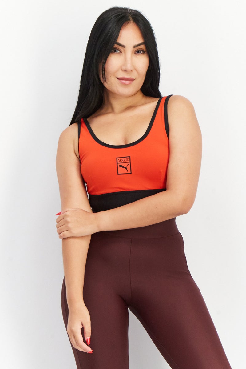 Puma x Vogue Women Brand Logo Non Padded Sports Bra, Red - Image 1