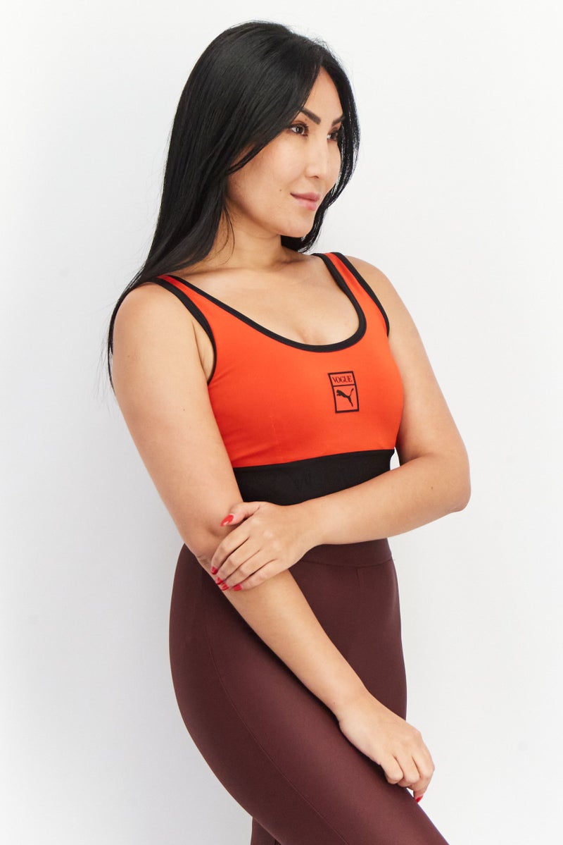 Puma x Vogue Women Brand Logo Non Padded Sports Bra, Red - Image 3