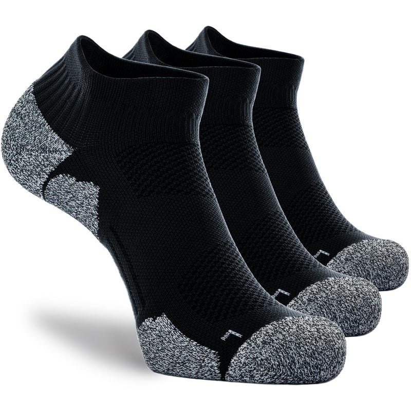 CWVLC Unisex Cushioned Compression Athletic Ankle Socks Multipack, 3-pairs Black, L (10.5-13 W US/ 9-11.5 M US) - Image 1