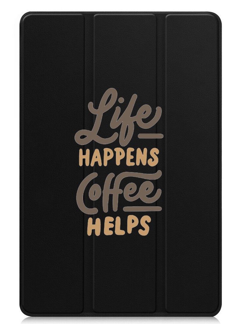 Theodor Protective Flip Case For Apple iPad Pro 13 (2024) With Trifold Stand Auto Wake Sleep Shockproof Cover life-happens-coffee-helps(1) - Image 1