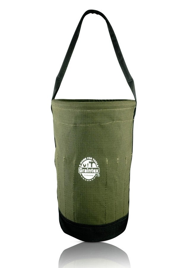 Graintex Tapered Canvas Bucket 12"x10"x15", Utility Tool Bucket 16 Inside Pockets, Reinforced Base & Carry Handle, Ripstop Canvas, Multi-Purpose Bag for Jobsite & Home Use for Tool Storage Solutions