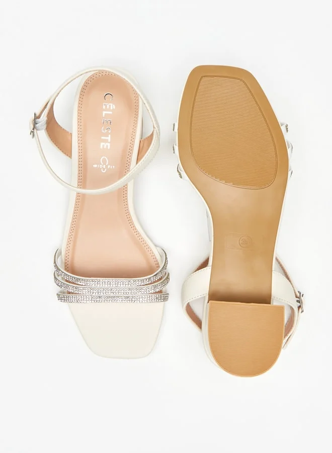Celeste Women's Embellished Strap Sandals with Block Heels