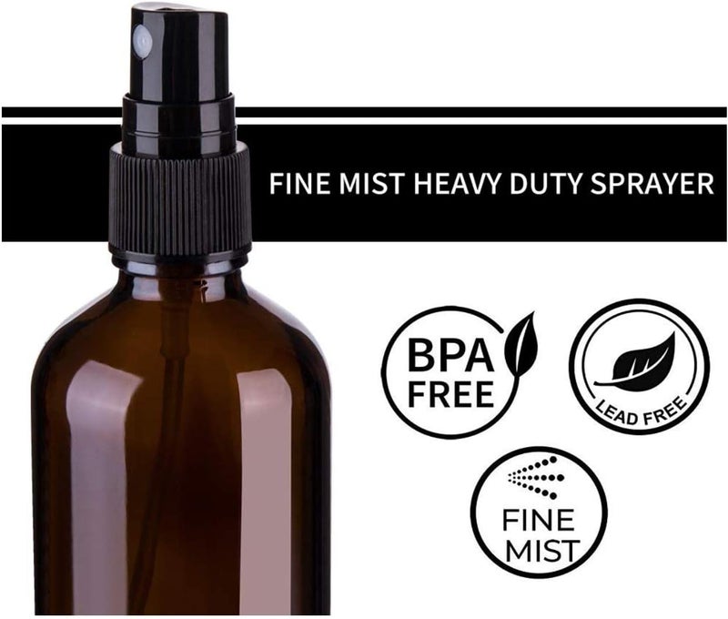FUFU Glass Spray Bottles for Oil, Hair, Plants Water Empty Fine Mist and Refillable Mini Travel Size Bottle for Cleaning Solutions, Essential Oil Sprayer and Nozzle 6 Pack (50ml) - Image 5