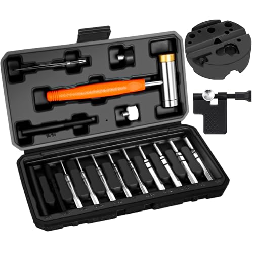 BESTNULE Upgrade Roll Pin Punch Set, Punch Set with Replaceable Face Hammer, Punch Tools, Made of Solid Material, Ideal for Maintenance (With Bench Block and Pivot Pin Tool) - Image 1