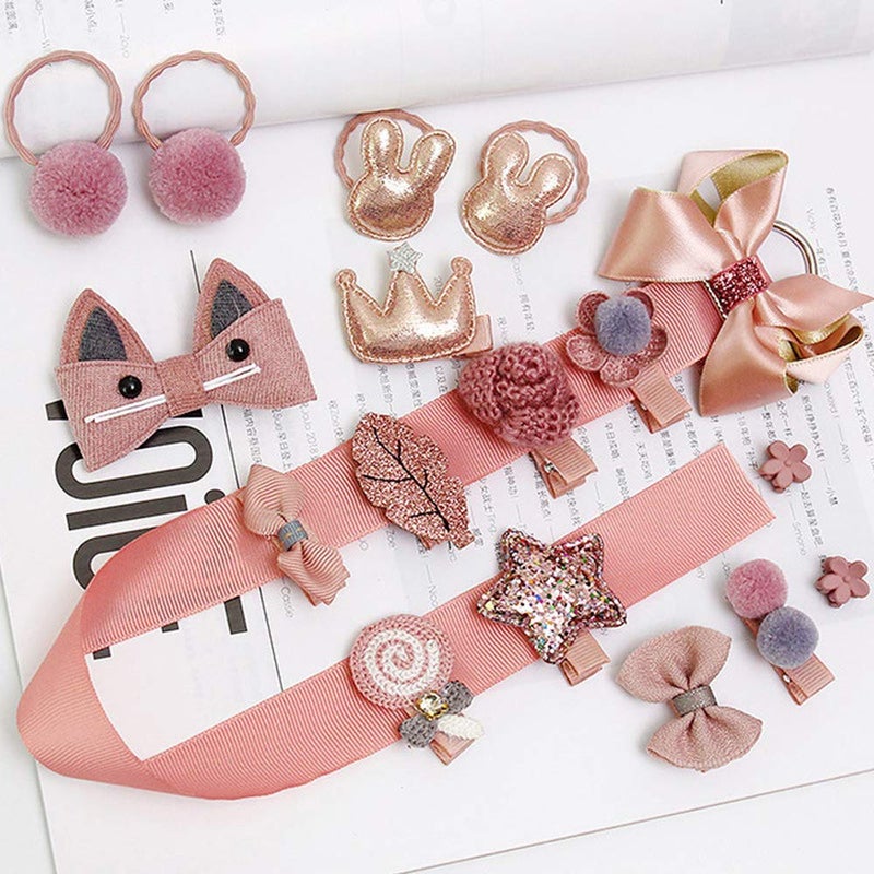ZOCONE Baby Hair Clips and Hair Ties, 54pcs Cute Bow Hairpins Elastic Hair Bands Holders, Hair Accessories for Baby Girls Toddlers (Pink Grey Orange) - Image 2
