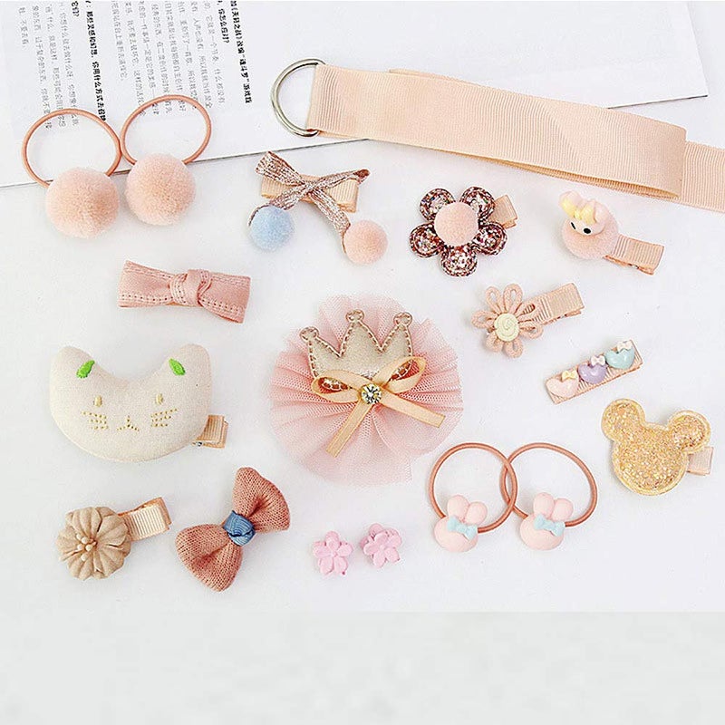 ZOCONE Baby Hair Clips and Hair Ties, 54pcs Cute Bow Hairpins Elastic Hair Bands Holders, Hair Accessories for Baby Girls Toddlers (Pink Grey Orange) - Image 4
