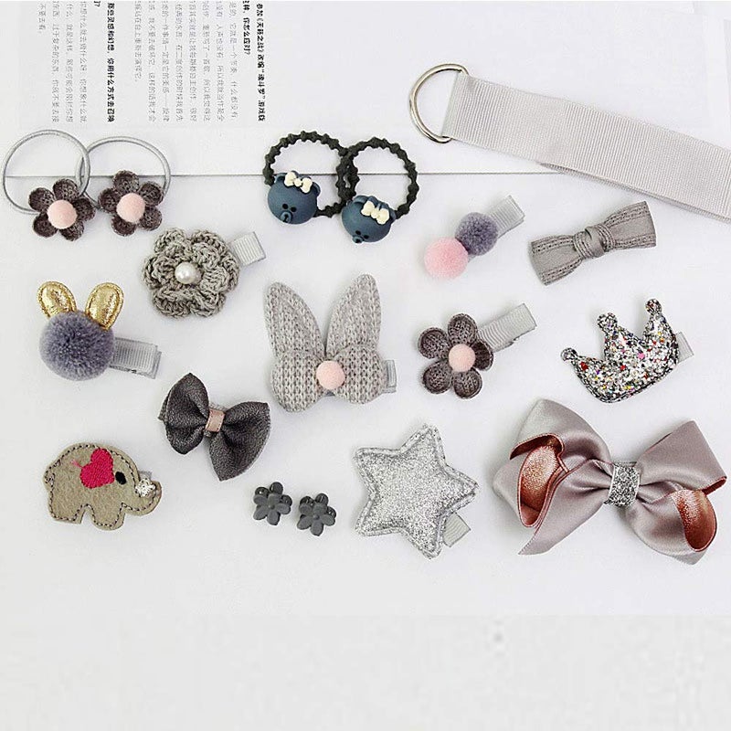ZOCONE Baby Hair Clips and Hair Ties, 54pcs Cute Bow Hairpins Elastic Hair Bands Holders, Hair Accessories for Baby Girls Toddlers (Pink Grey Orange) - Image 3