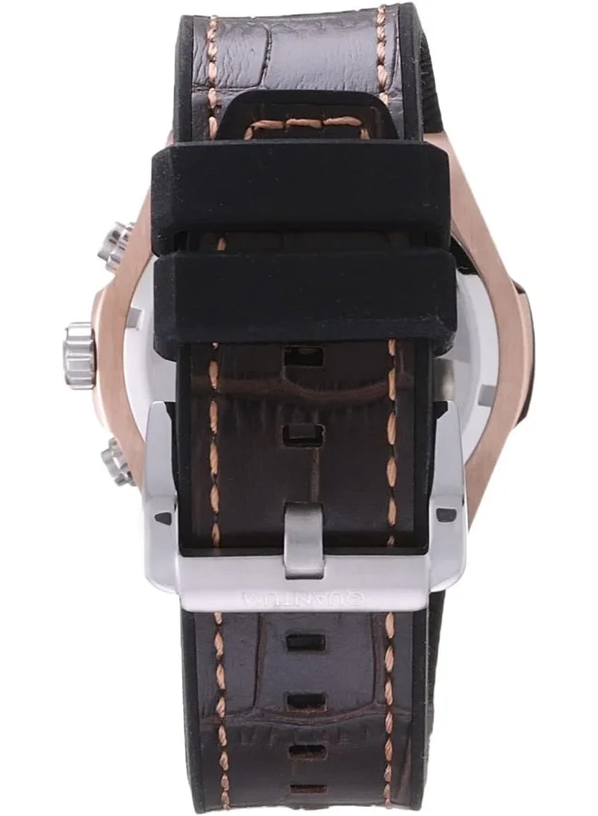 Quantum Men's Quartz Movement Watch, Analog Display and Silicone Strap - PWG970.852, Brown