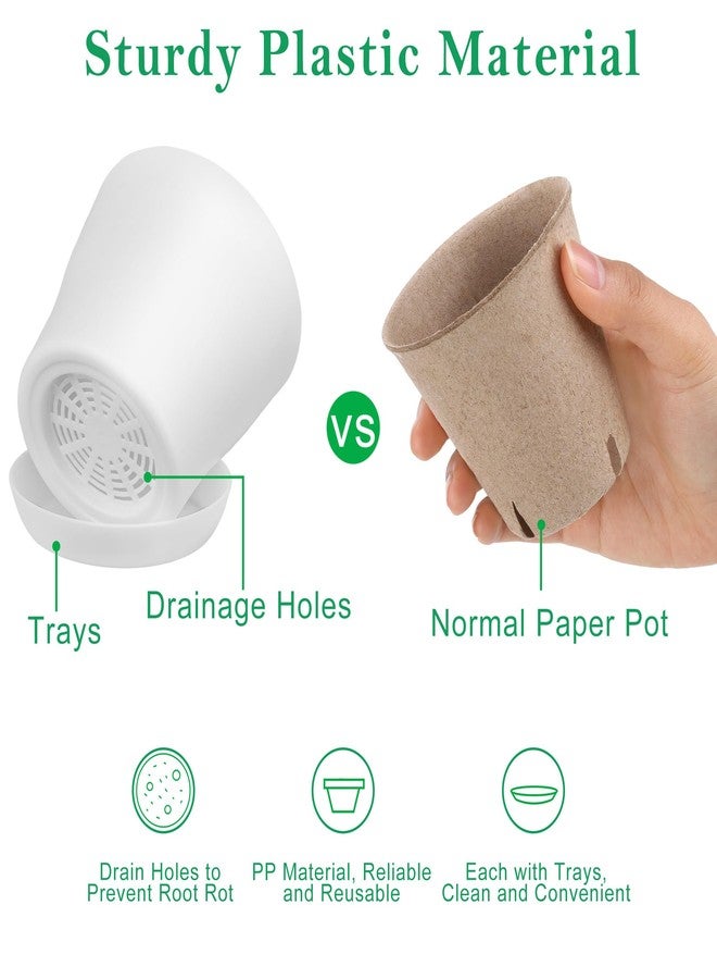 Elcoho 24 Packs Garden Plastic Pot Craft Kit Plant Spring Craft Kits for Kids Flower Pots with 150 Foam Stickers 36 Labels 24 Certificate of Awards 3 Tools Planting Growing Kit for Kids - Image 3