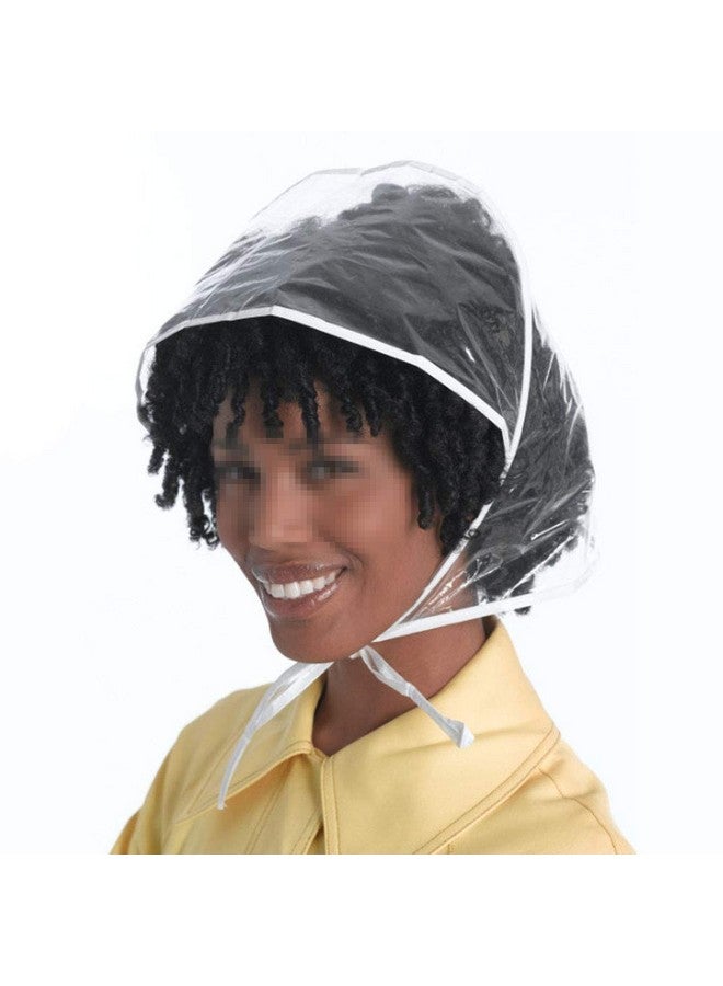 SelfTek Elftek 2 Pcs Rain Bonnet With Visor Clear Plastic Rain Hats Waterproof Rain Scarf Protect Hairstyle For Women Lady (White)  - Image 5