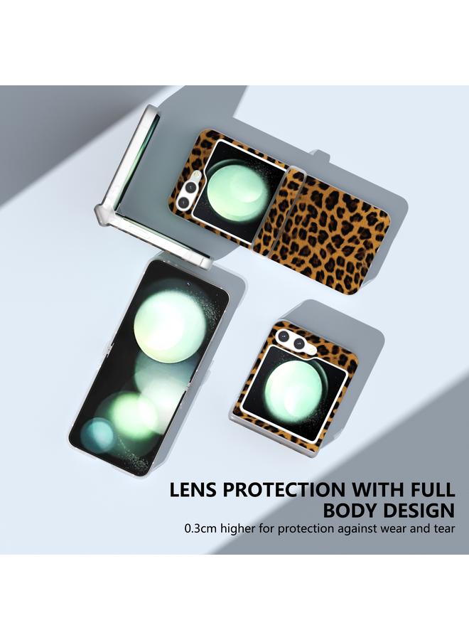 S-TOP Case For Samsung Galaxy Z Flip5 Three Parts Frosted Transparent Frame Leopard Pattern Phone Case - Image 3