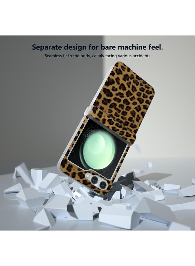 S-TOP Case For Samsung Galaxy Z Flip5 Three Parts Frosted Transparent Frame Leopard Pattern Phone Case - Image 4