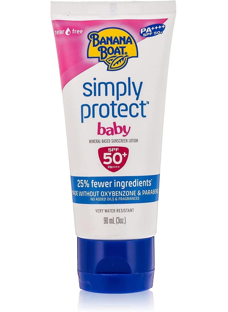 BANANA BOAT Simply Protect Baby Sunscreen Lotion SPF 50 plus Fragrance Free 90ml