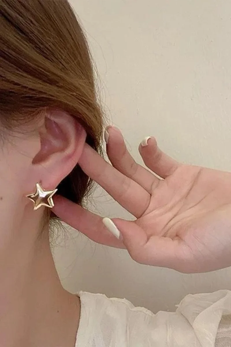 Bahels Gold Color Star Trend Earrings