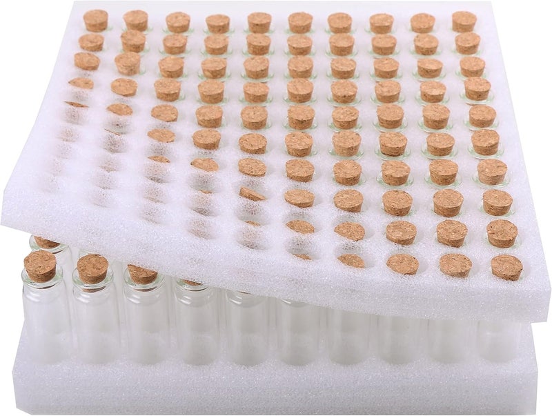 ماكسماو MaxMau 100 زجاجة صغيرة مع سدادات فلين، قوارير زجاجية سعة 15 مل، جرار صغيرة لحفلات الزفاف، هدايا الحفلات، ديكور الغرفة، حاويات تخزين البذور، عرض الطلاء الفني - Image 1