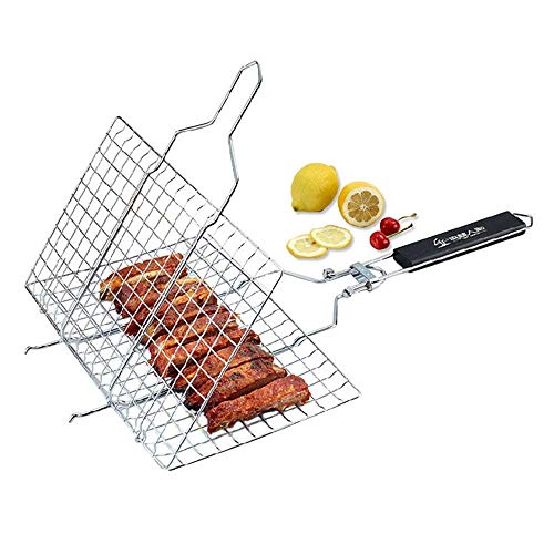 Emndr Steel Barbecue BBQ Grill Net Basket with Handle | Portable Chromium Plated Grill Basket for Fish, Meat & Vegetables | BBQ Grilling Net for Outdoor Camping, Picnic & Barbecue - Image 4