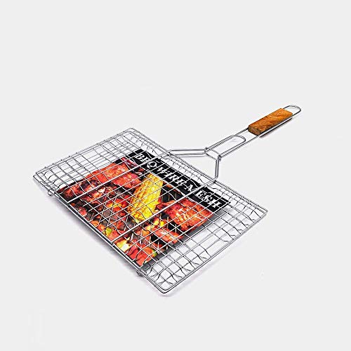Emndr Steel Barbecue BBQ Grill Net Basket with Handle | Portable Chromium Plated Grill Basket for Fish, Meat & Vegetables | BBQ Grilling Net for Outdoor Camping, Picnic & Barbecue - Image 2