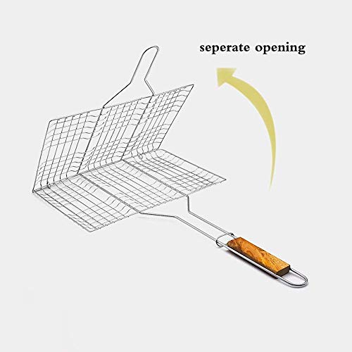 Emndr Steel Barbecue BBQ Grill Net Basket with Handle | Portable Chromium Plated Grill Basket for Fish, Meat & Vegetables | BBQ Grilling Net for Outdoor Camping, Picnic & Barbecue - Image 5