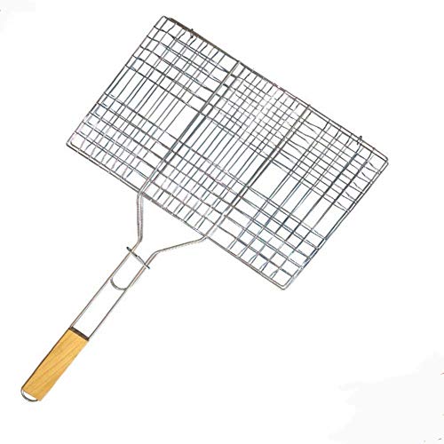 Emndr Steel Barbecue BBQ Grill Net Basket with Handle | Portable Chromium Plated Grill Basket for Fish, Meat & Vegetables | BBQ Grilling Net for Outdoor Camping, Picnic & Barbecue - Image 3