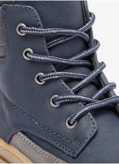 JUNIORS Boys Panelled Low Ankle Boots with Lace Detail and Zip Closure  - Image 4