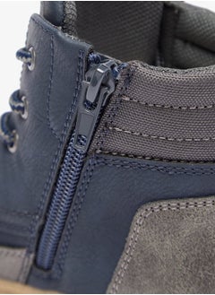 JUNIORS Boys Panelled Low Ankle Boots with Lace Detail and Zip Closure  - Image 3