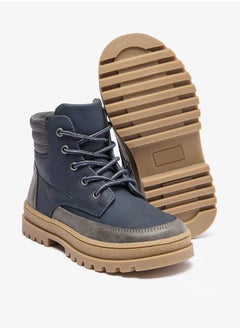 JUNIORS Boys Panelled Low Ankle Boots with Lace Detail and Zip Closure  - Image 5