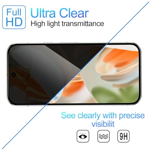 Lokyoo 2 Pack Privacy Screen Protector for Google Pixel 9 Pro/Pixel 9 [Anti-Spy Tempered Glass] [Fingerprint Unlock Support], Anti-Scratch, Bubble-Free, Easy Install 9H Protective Glass - Image 5